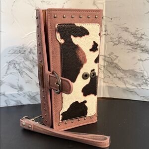 Wrangler Pink and Black Cow Print Wallet